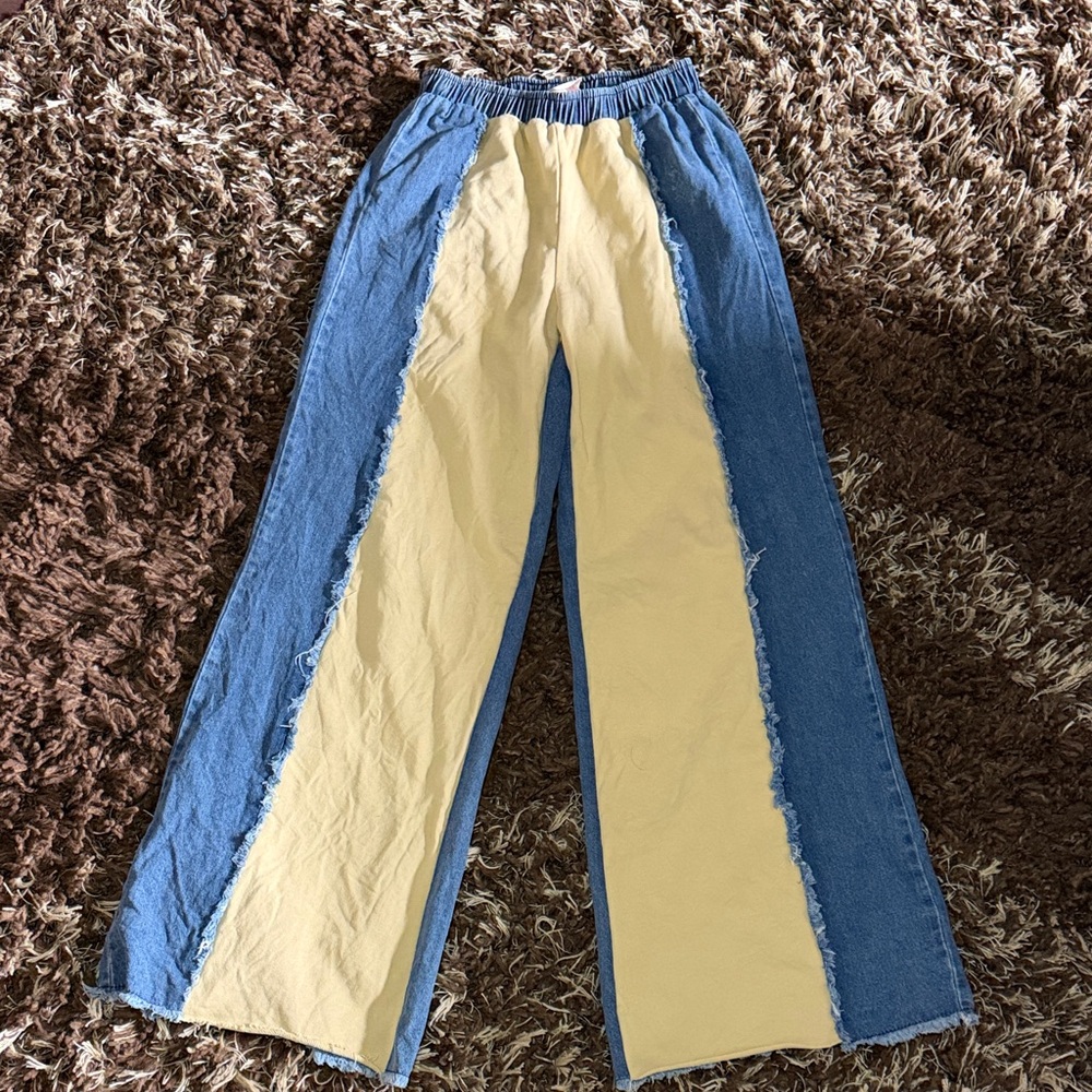So Me Denim and Cream Pants